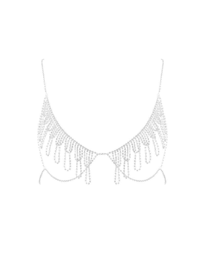 Estelle Open Diamante Bra Silver