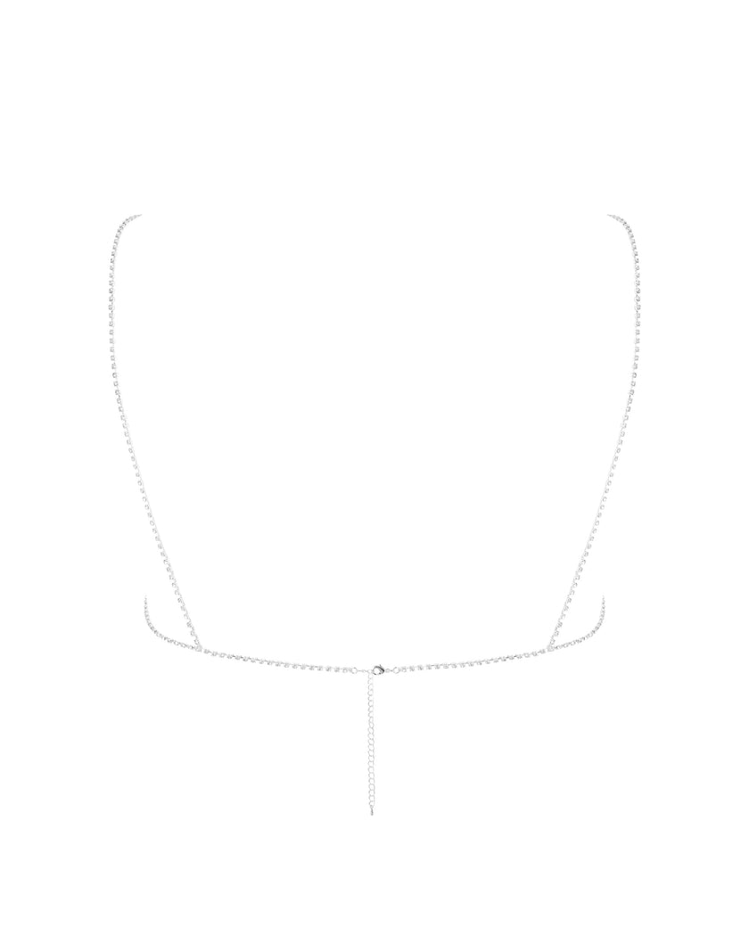 Estelle Open Diamante Bra Silver
