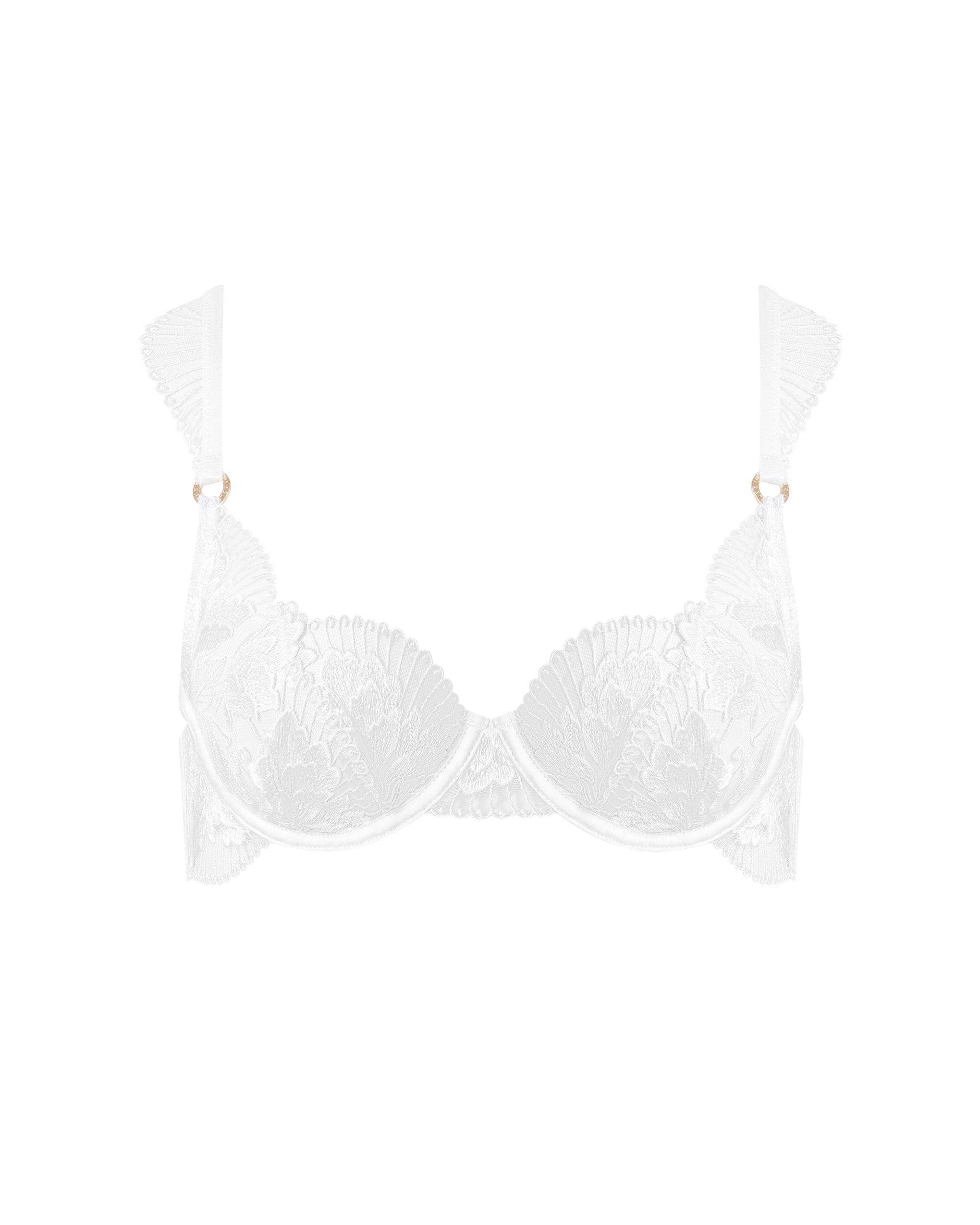 Gabriella Floral Embroidered Bra White