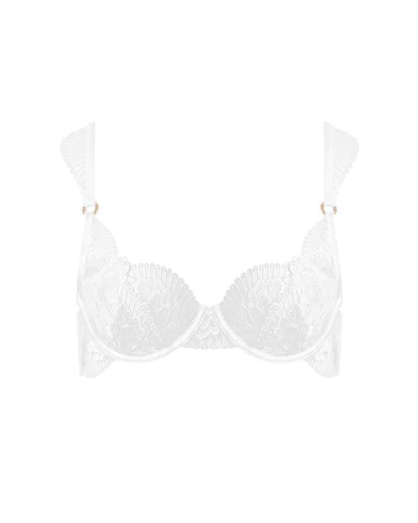 Gabriella Floral Embroidered Bra White