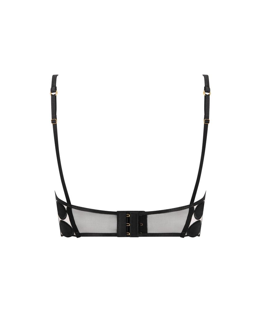 Lia Polka Dot Longline Bra Black