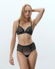 Flyn Embroidered Longline Bra Black