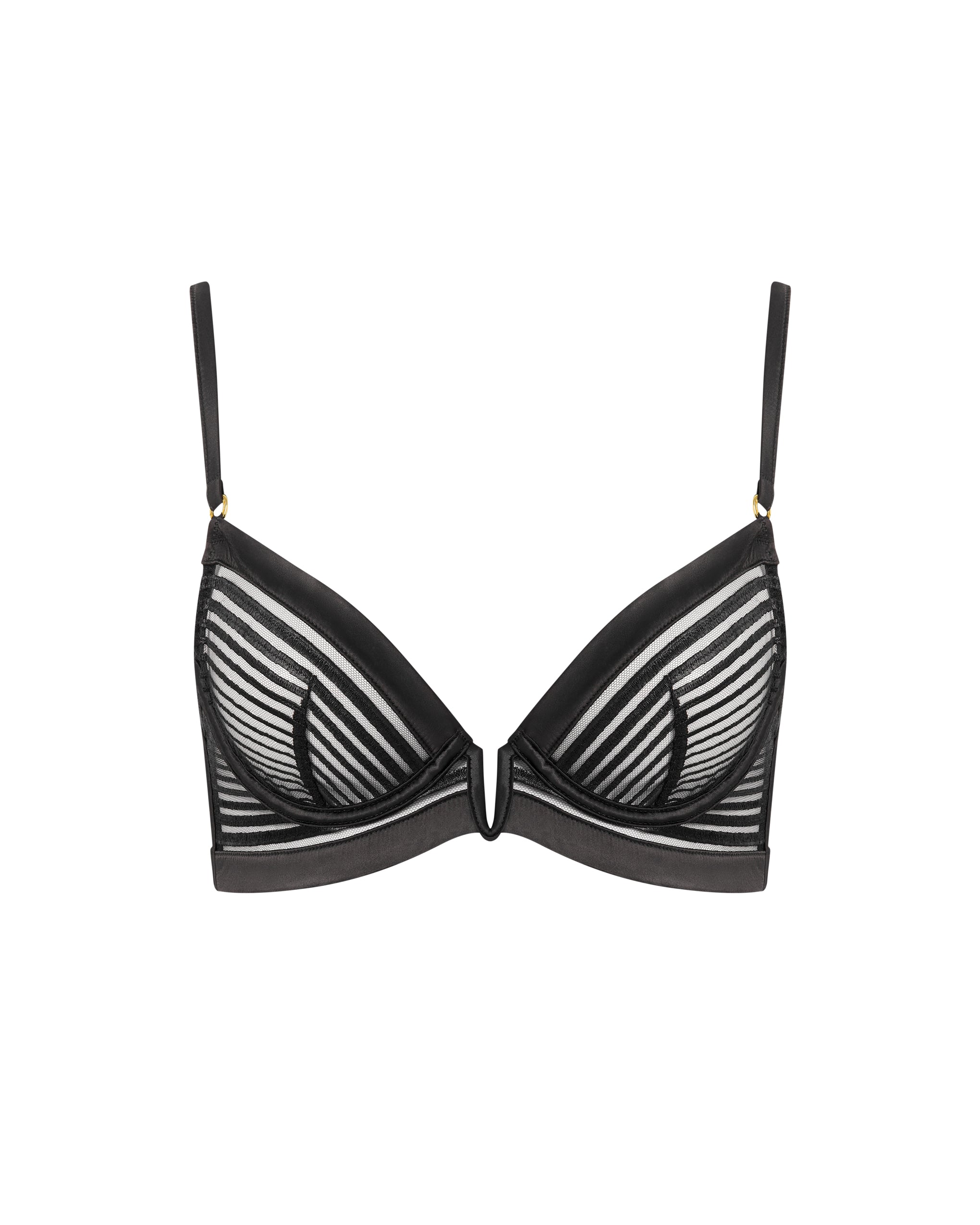 Flyn Embroidered Longline Bra Black