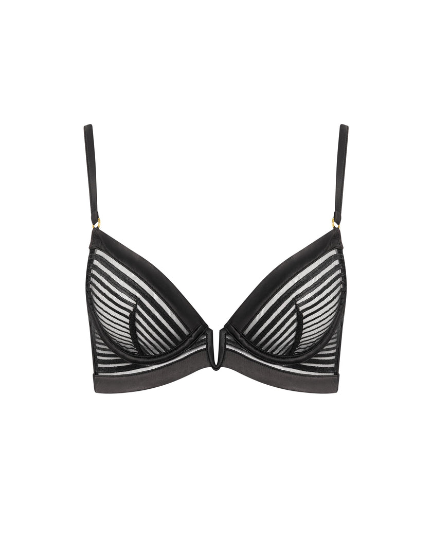 Flyn Embroidered Longline Bra Black