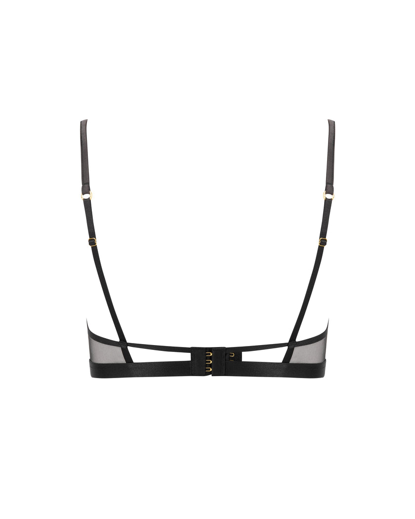 Flyn Embroidered Longline Bra Black