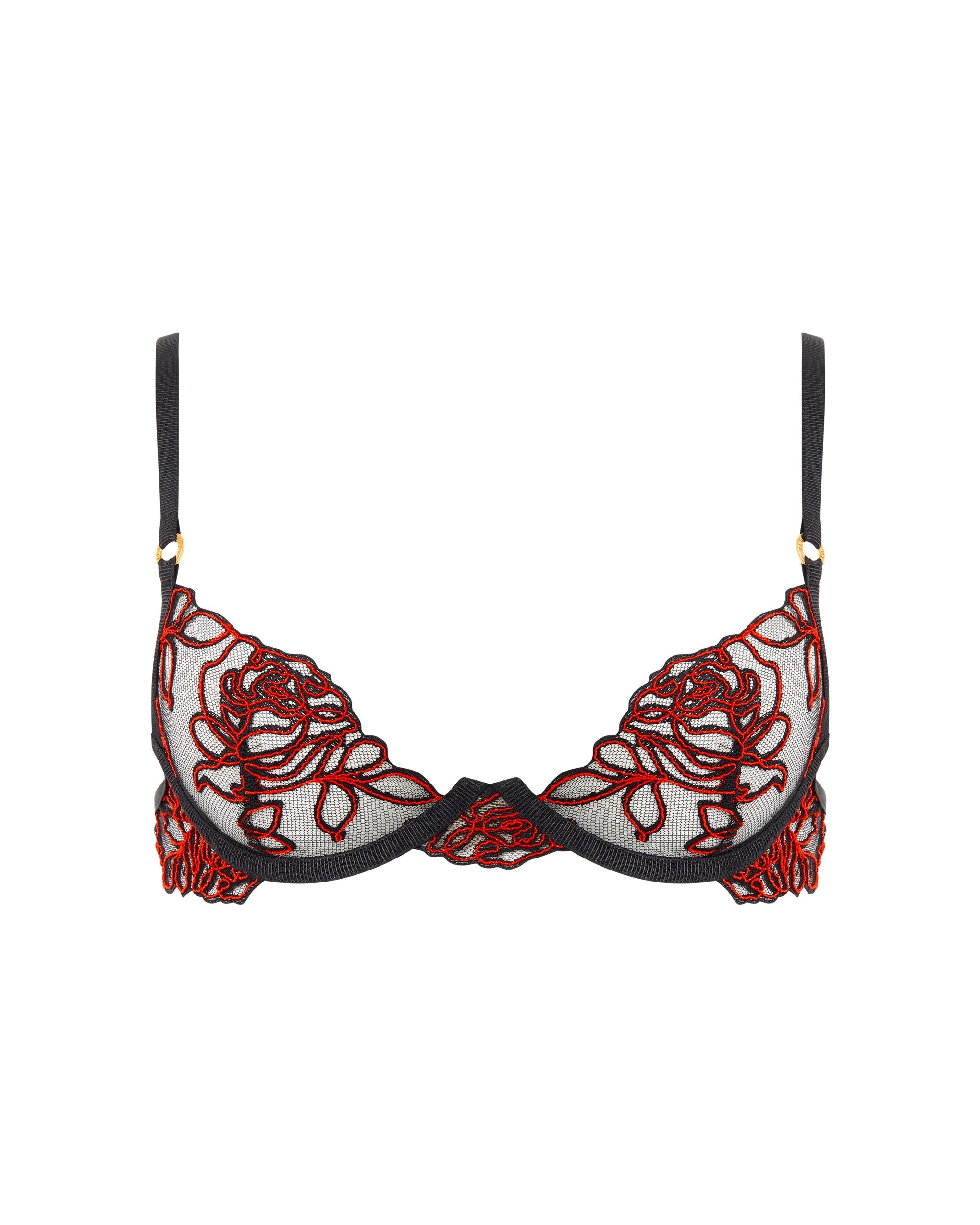 Malina Sheer Floral Bra Black/Red