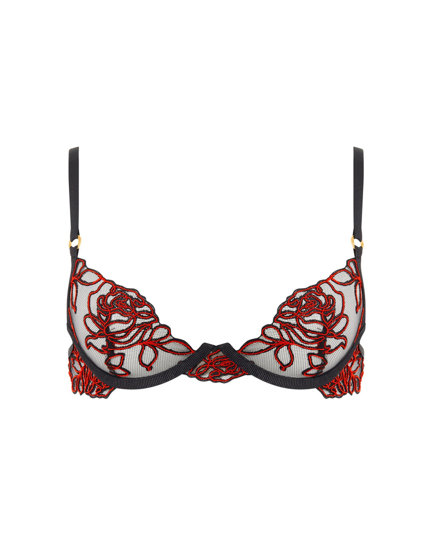 Malina Sheer Floral Bra Black/Red