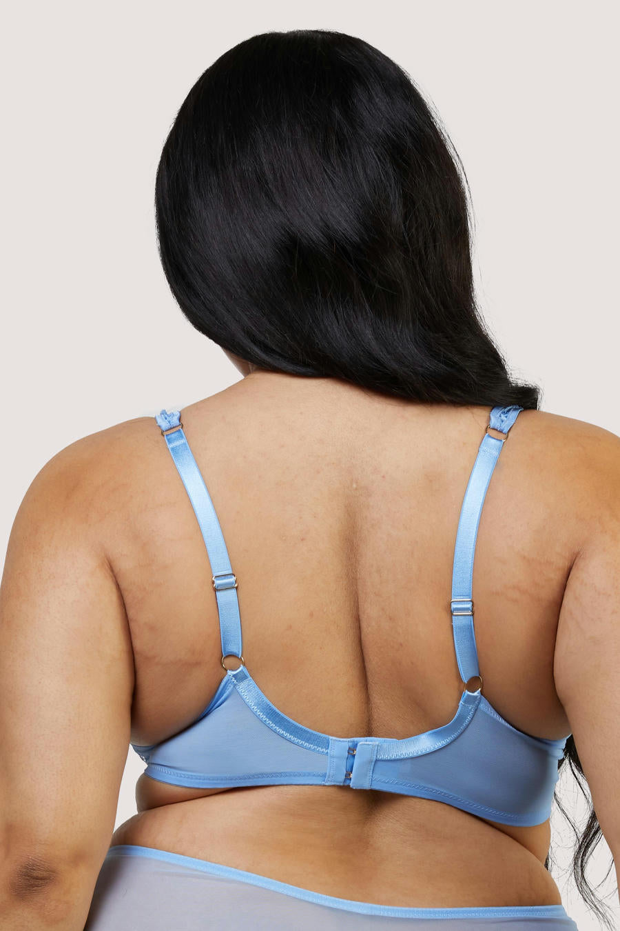 Fallon Lace Plunge Bra - Cornflower Blue
