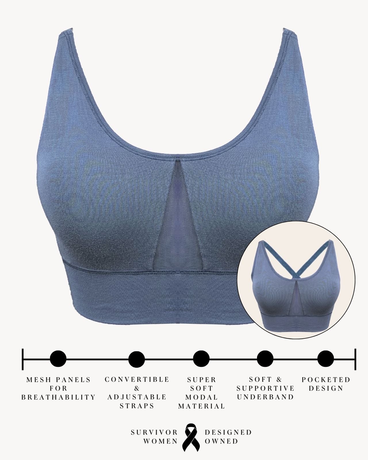 Leslie Leisure Bra - Slate