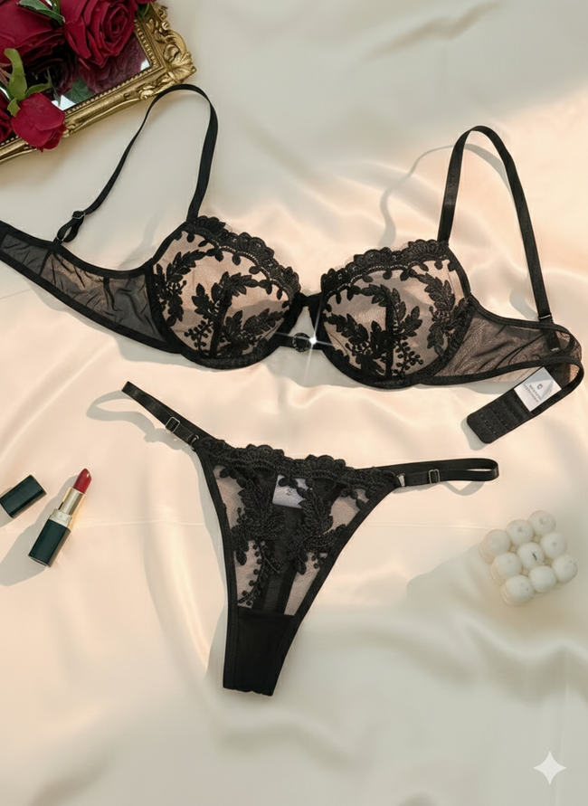 Lace Lingerie Set – Embroidered Bra & Panty