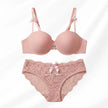 Luxury Floral Lace Lingerie Set – Elegant Padded Underwire Bra & Matching Scalloped Lace Panty with Rhinestone Accents-LIGHT PINK