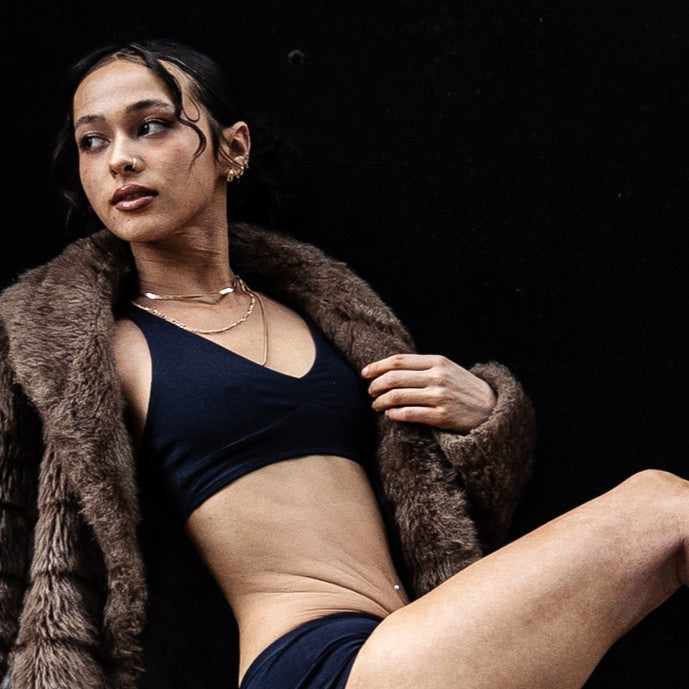 Women's organic cotton bralette in navy blue