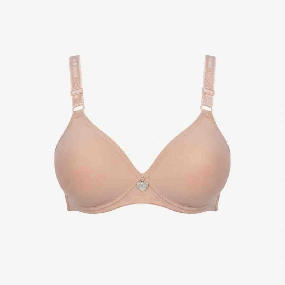 Single Padded Cotton Bra – Padded, Underwired Support with Charm Detail-pink