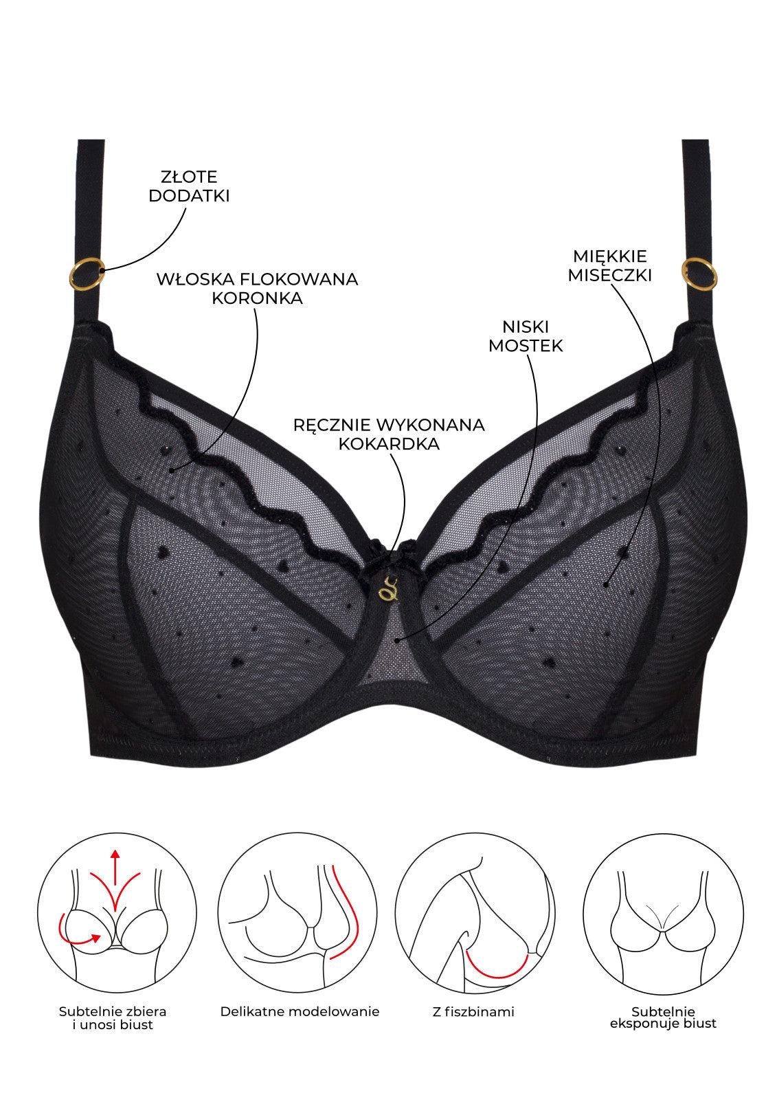 Melania Balconette Bra - Black
