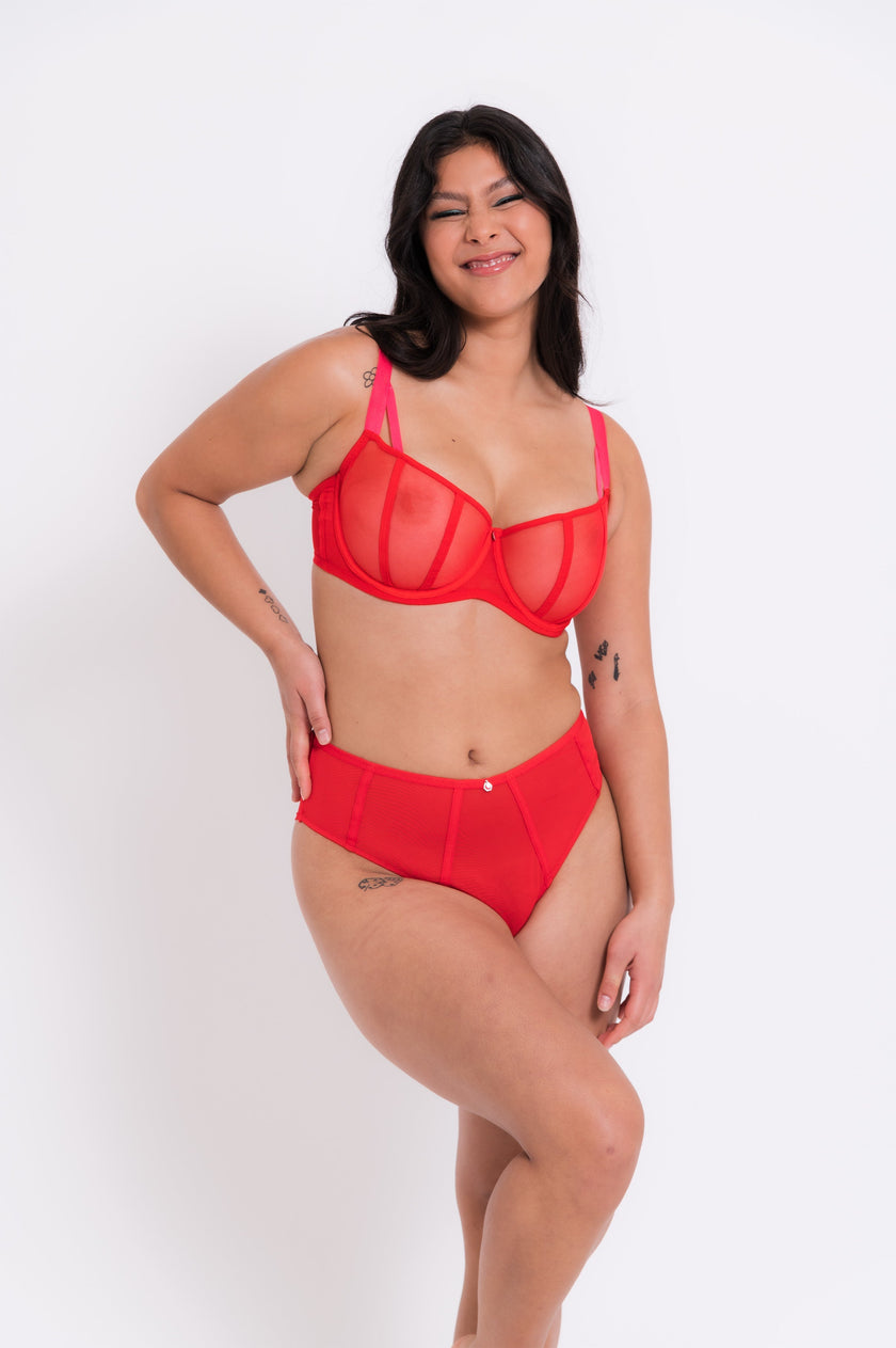Elementary Balcony Bra - Red/Pink