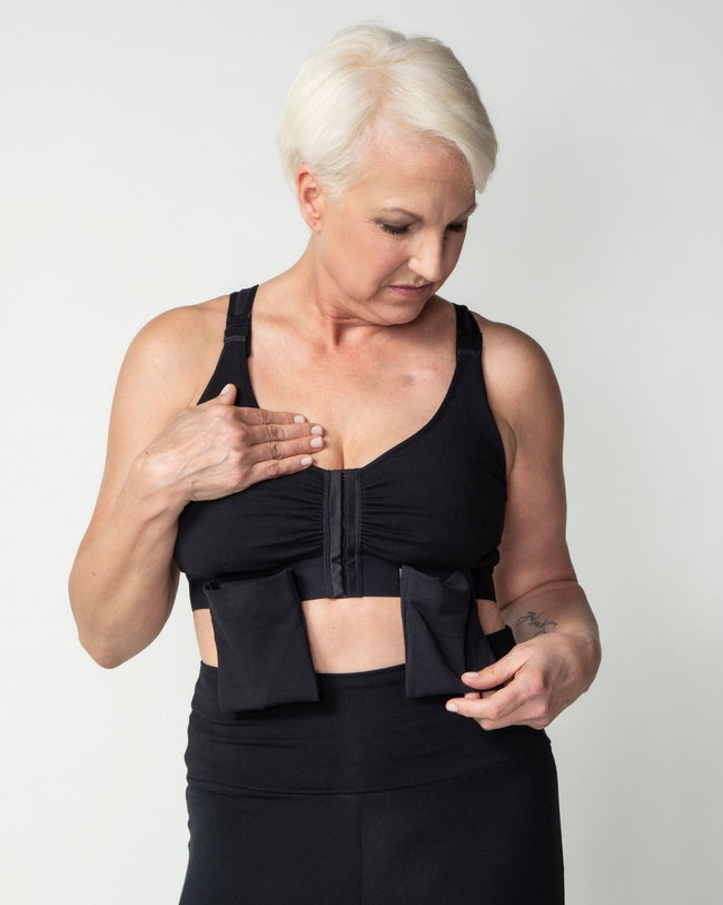 Front Closure Post Surgical Bra - Black