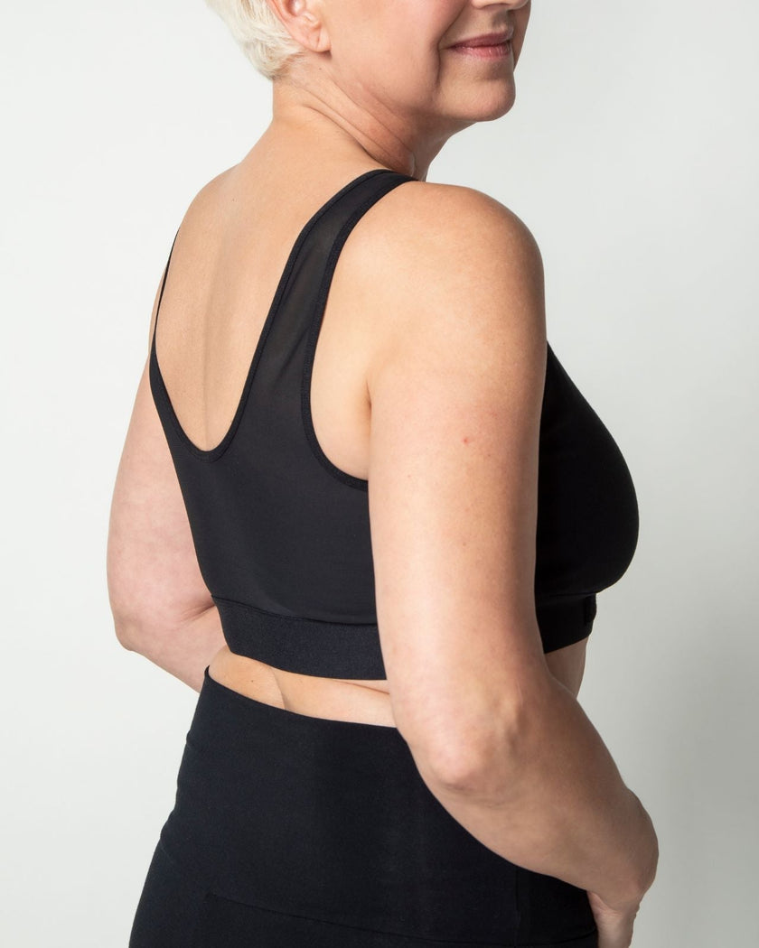 Front Closure Post Surgical Bra - Black