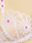 Elegant White Lace Lingerie Set – Soft Mesh Floral Embroidered Bra & Panty