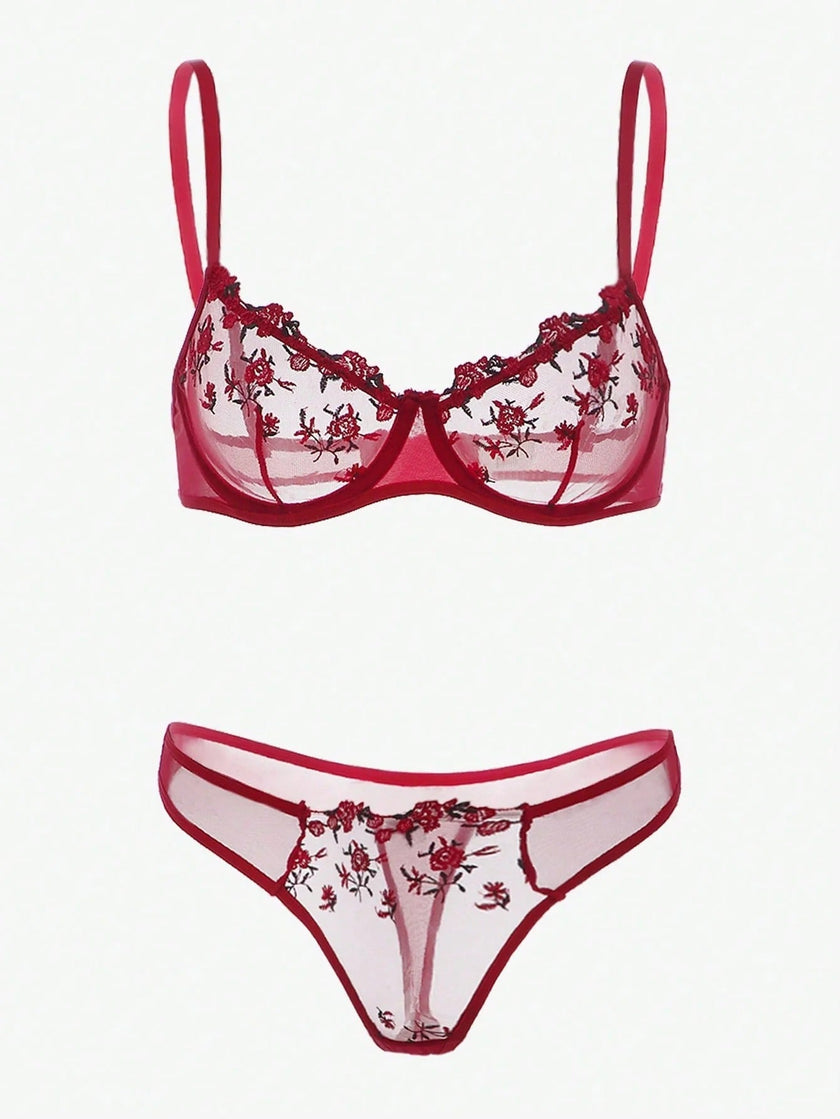 Lace Lingerie Set – Embroidered Bra & Panty
