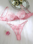 Elegant White Lace Lingerie Set – Soft Mesh Floral Embroidered Bra & Panty