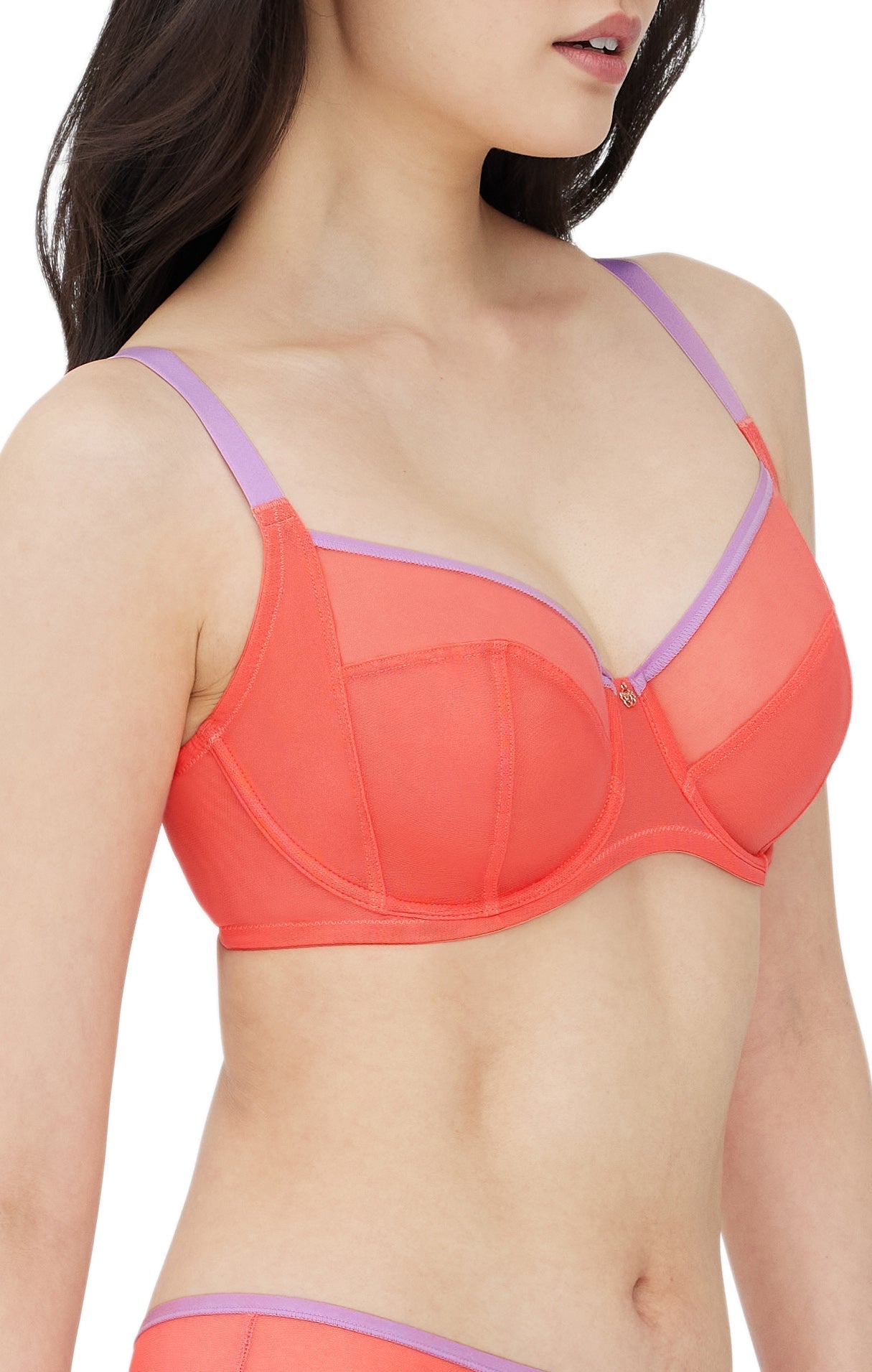 Spellbound Sheer Side Support Bra - Coral Spice