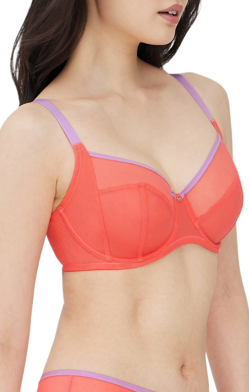 Spellbound Sheer Side Support Bra - Coral Spice
