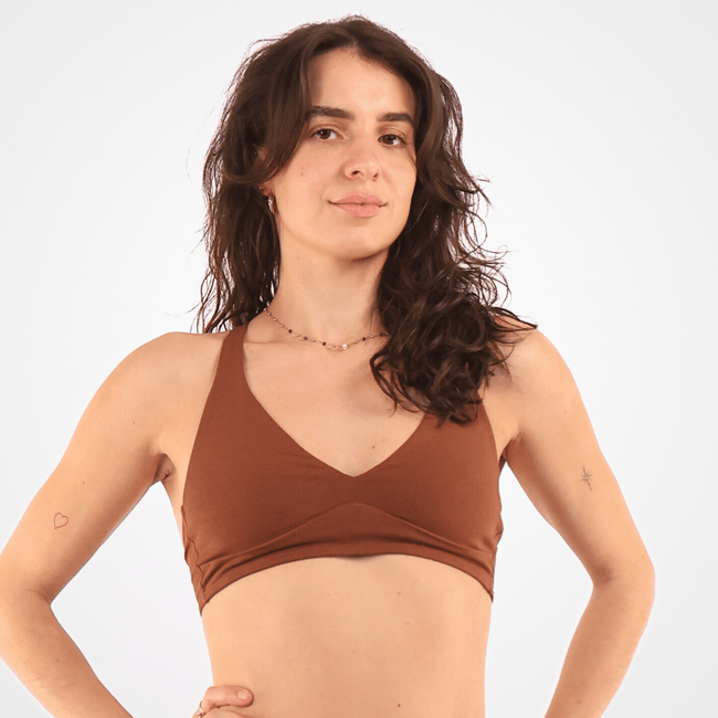 Women's organic cotton bralette in chestnut (mid nude)