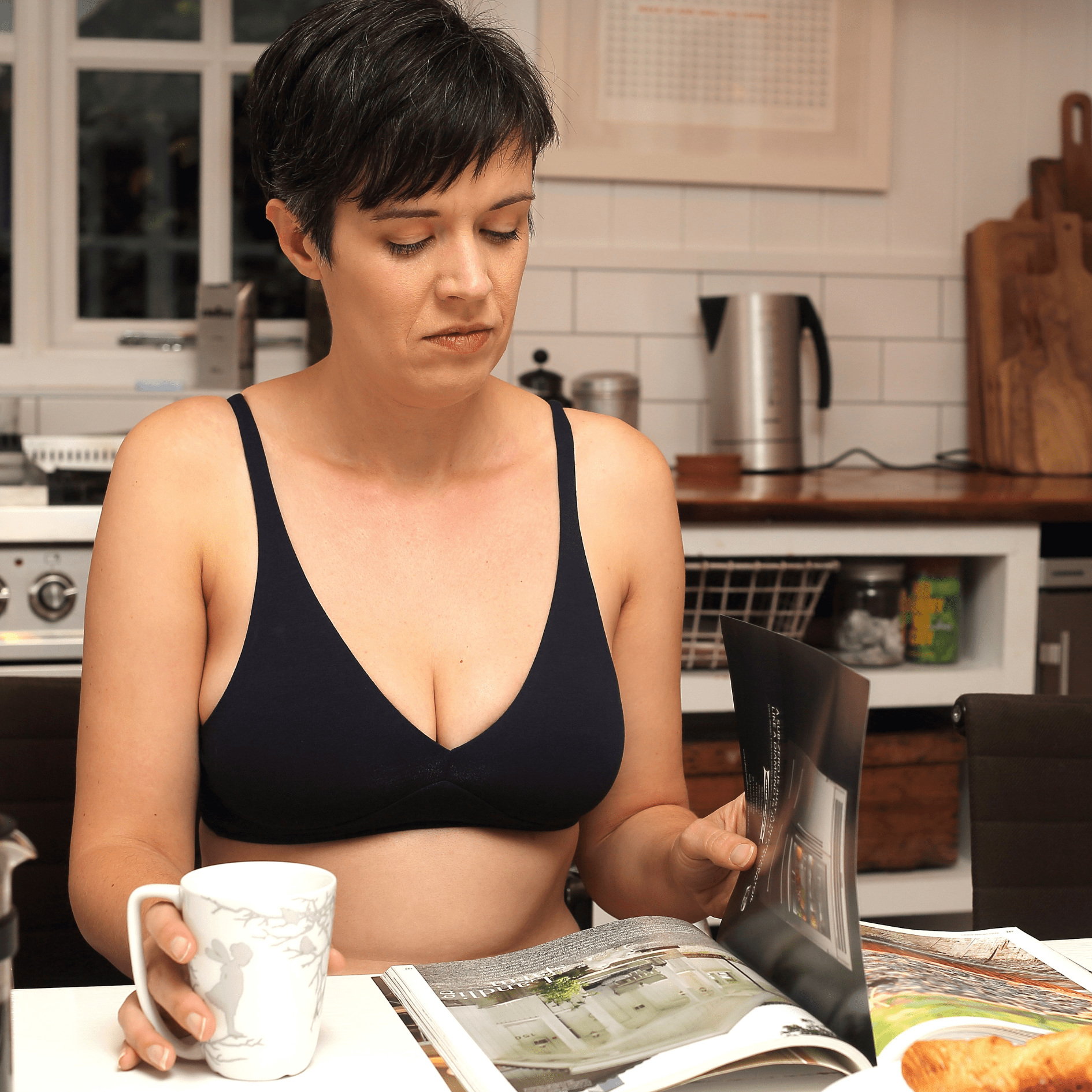 Women's organic cotton bralette in navy blue