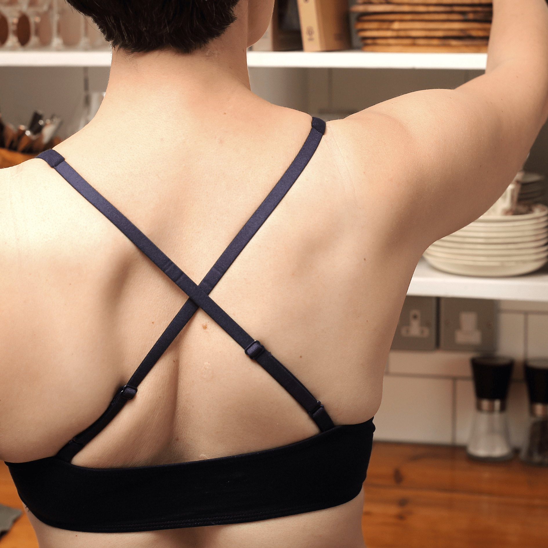 Women's organic cotton bralette in navy blue